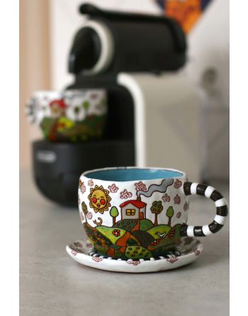 Keramika | Ramybė | Išraižytas puodelis | Apversto varpo forma