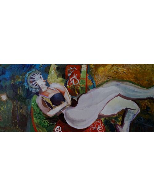 Paveikslas | Akrilinė tapyba | Moteris ant rankšluosčio 