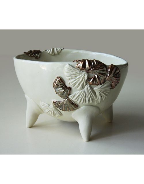 Keramika | Baltas indas su auksu 