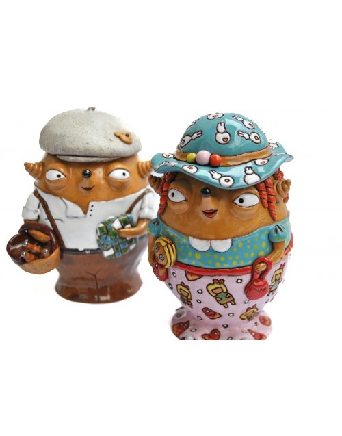 Keramika | Arbatai arba kavai laikyti | Babooshių porelė susiruošusi į pikniką (PARDUOTA) 