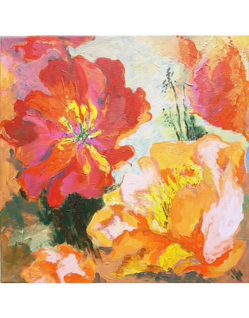 Paveikslas | Aliejinė tapyba | Raudonos gėlės 