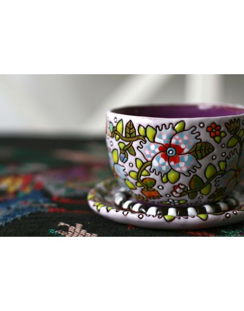 Keramika | Gelėtas puodelis | Apversto varpo forma