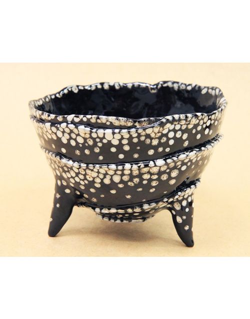 Keramika | Juodas taškuotas dubuo