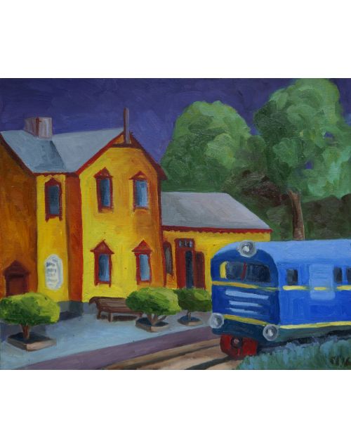 Painting | Oil | Magic of narrow gauge railway in Anyksciai