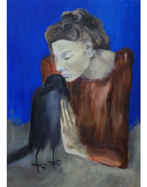 Paveikslas | Aliejinė tapyba | "Moteris ir varnas" pagal Picasso (PARDUOTA) 